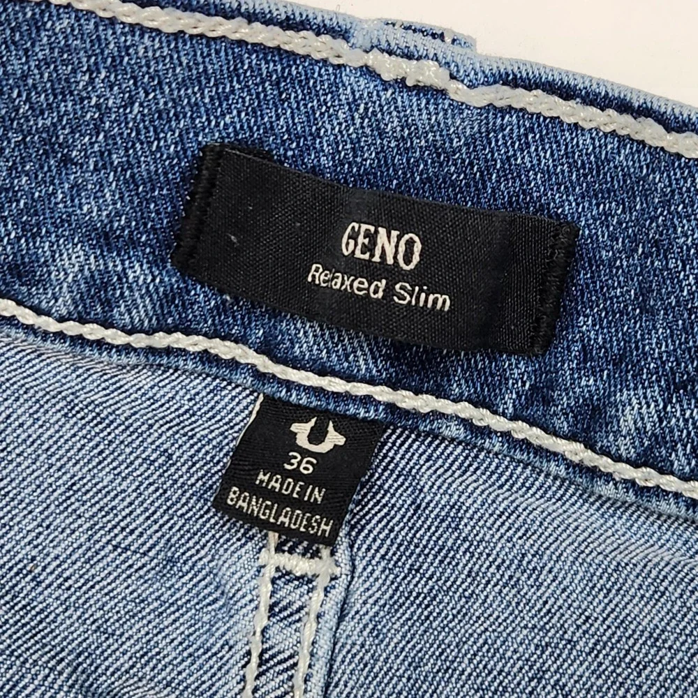 True Religion Geno Relaxed Slim Jeans Mens 36 Blue Medium Wash Denim Stretch